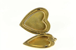 Gold Filled Floral Vine Engraved Heart Photo Picture Locket Pendant