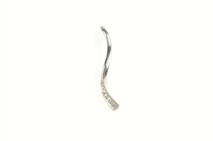 10K Graduated Wavy Diamond Curve Bar Pendant White Gold