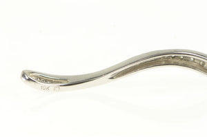10K Graduated Wavy Diamond Curve Bar Pendant White Gold