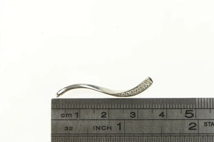 10K Graduated Wavy Diamond Curve Bar Pendant White Gold