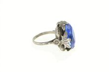 Load image into Gallery viewer, Sterling Silver Art Deco Ornate Sim. Sapphire Oak Leaf Ring