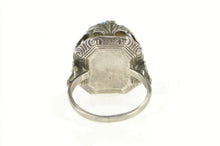 Load image into Gallery viewer, Sterling Silver Art Deco Ornate Sim. Sapphire Oak Leaf Ring