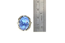 Load image into Gallery viewer, Sterling Silver Art Deco Ornate Sim. Sapphire Oak Leaf Ring