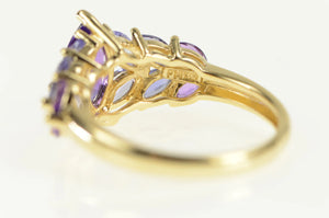 14K Amethyst Iolite Tanzanite Marquise Cluster Ring Yellow Gold