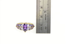 Load image into Gallery viewer, 14K Amethyst Iolite Tanzanite Marquise Cluster Ring Yellow Gold