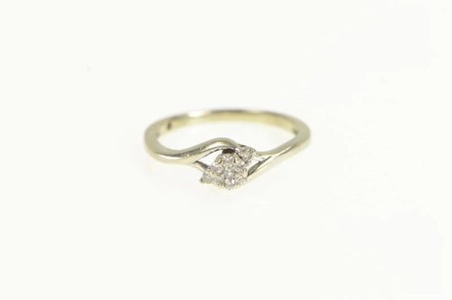 10K Round Diamond Cluster Classic Promise Ring White Gold