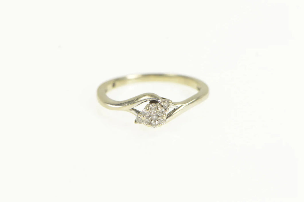 10K Round Diamond Cluster Classic Promise Ring White Gold