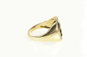 10K N Black Onyx Diamond Men's Monogram Ring Yellow Gold