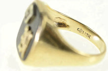 Load image into Gallery viewer, 10K N Black Onyx Diamond Men&#39;s Monogram Ring Yellow Gold