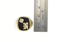 Load image into Gallery viewer, 10K N Black Onyx Diamond Men&#39;s Monogram Ring Yellow Gold