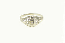 Load image into Gallery viewer, 18K Art Deco Filigree Diamond Domed Engagement Ring White Gold