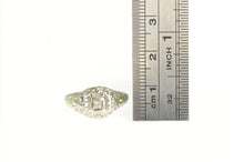 Load image into Gallery viewer, 18K Art Deco Filigree Diamond Domed Engagement Ring White Gold