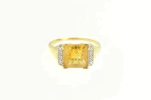 Load image into Gallery viewer, 10K Square Fantasy Cut Citrine Diamond Vintage Ring Yellow Gold