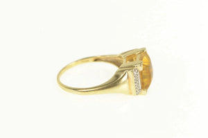 10K Square Fantasy Cut Citrine Diamond Vintage Ring Yellow Gold