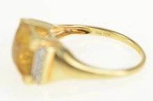 Load image into Gallery viewer, 10K Square Fantasy Cut Citrine Diamond Vintage Ring Yellow Gold