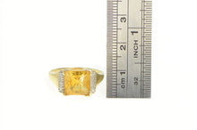 Load image into Gallery viewer, 10K Square Fantasy Cut Citrine Diamond Vintage Ring Yellow Gold