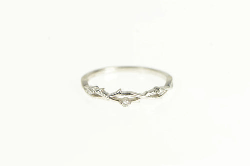 14K Crown of Thorns Diamond Wedding Band Ring White Gold