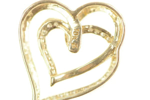 10K Diamond Inset Layered Heart Love Symbol Pendant Yellow Gold