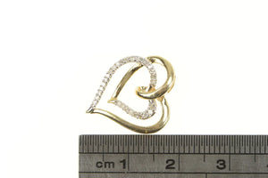 10K Diamond Inset Layered Heart Love Symbol Pendant Yellow Gold