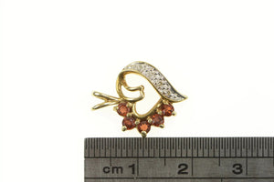10K Sim. Garnet & Diamond Heart Love Symbol Pendant Yellow Gold