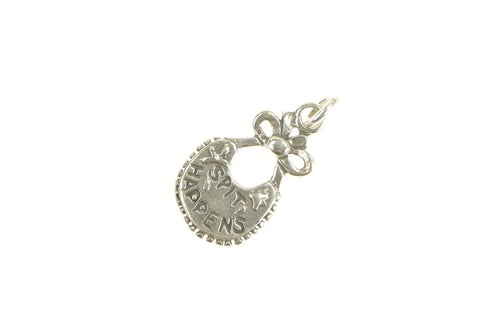 Sterling Silver Spit Happens Baby Bib Child Novelty Funny Charm/Pendant