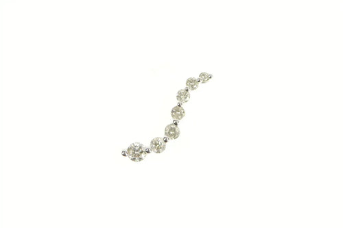 10K Graduated Diamond Wavy Journey Path Pendant White Gold
