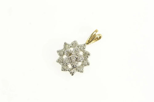 10K Classic Diamond Flower Cluster Vintage Pendant Yellow Gold