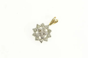 10K Classic Diamond Flower Cluster Vintage Pendant Yellow Gold