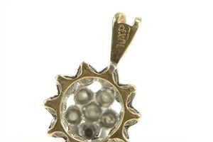 10K Classic Diamond Flower Cluster Vintage Pendant Yellow Gold