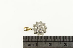 10K Classic Diamond Flower Cluster Vintage Pendant Yellow Gold