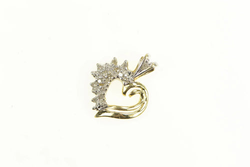 10K Curvy Diamond Classic Heart Love Symbol Pendant Yellow Gold
