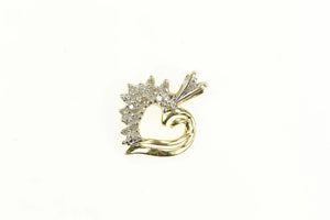 10K Curvy Diamond Classic Heart Love Symbol Pendant Yellow Gold