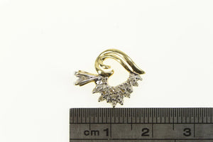 10K Curvy Diamond Classic Heart Love Symbol Pendant Yellow Gold