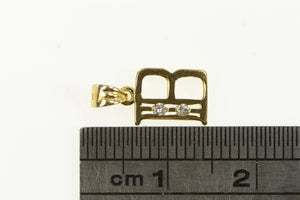14K Diamond B Monogram Initial Letter Name Charm/Pendant Yellow Gold