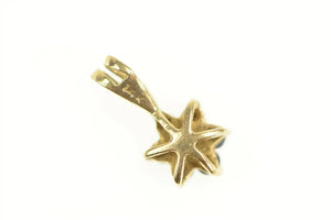 14K Diamond Sapphire Halo Flower Cluster Pendant Yellow Gold