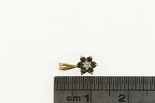 Load image into Gallery viewer, 14K Diamond Sapphire Halo Flower Cluster Pendant Yellow Gold