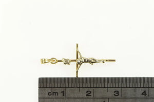 14K Vintage Crucifix Jesus Christ Cross Faith Pendant Yellow Gold