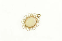 Load image into Gallery viewer, 14K Oval Opal Retro Scroll Filigree Statement Charm/Pendant Yellow Gold
