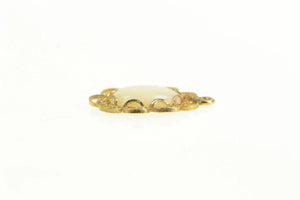 14K Oval Opal Retro Scroll Filigree Statement Charm/Pendant Yellow Gold