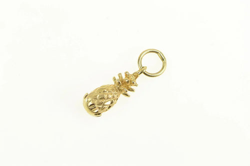 14K 3D Pineapple Hawaiian Tropical Fruit Vintage Charm/Pendant Yellow Gold