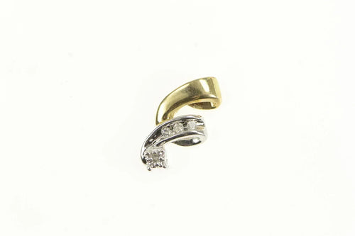 10K Two Tone Diamond Swirl Spiral Design Vintage Pendant Yellow Gold
