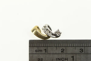 10K Two Tone Diamond Swirl Spiral Design Vintage Pendant Yellow Gold