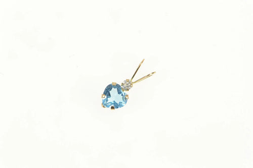 10K Heart Blue Topaz Cubic Zirconia Classic Pendant Yellow Gold