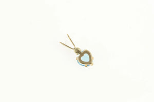 10K Heart Blue Topaz Cubic Zirconia Classic Pendant Yellow Gold