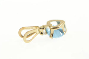 10K Heart Blue Topaz Cubic Zirconia Classic Pendant Yellow Gold
