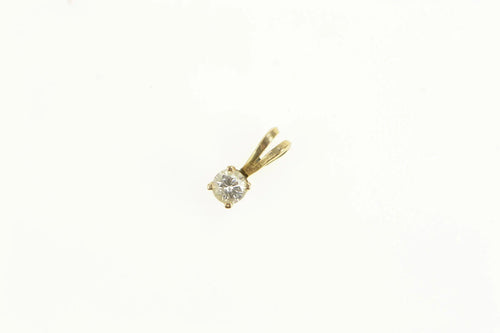 14K 0.10 Ct Diamond Solitaire Vintage Classic Pendant Yellow Gold
