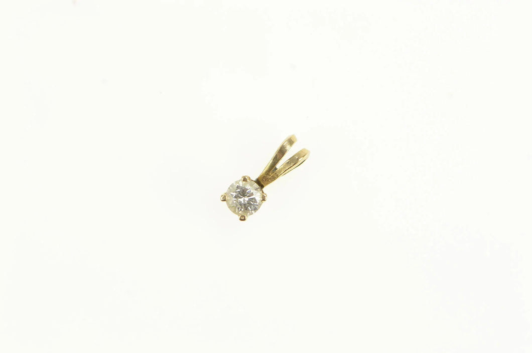 14K 0.10 Ct Diamond Solitaire Vintage Classic Pendant Yellow Gold