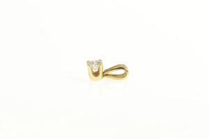 14K 0.10 Ct Diamond Solitaire Vintage Classic Pendant Yellow Gold
