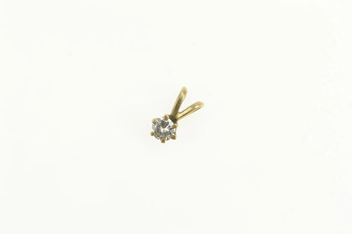 14K Diamond Solitaire 0.10 Ct Classic Vintage Pendant Yellow Gold