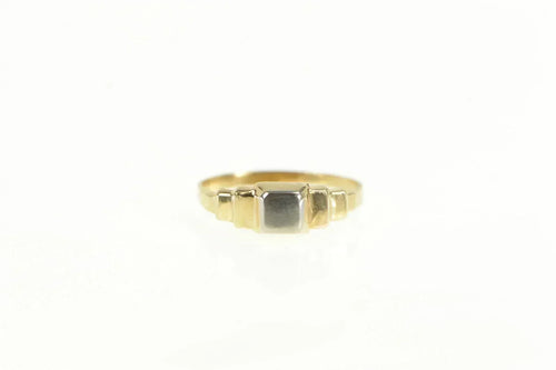 10K Squared Stair Step Childs Baby Engravable Ring Yellow Gold